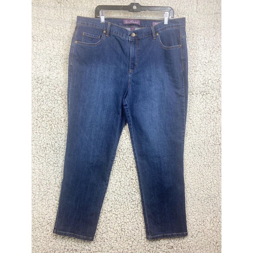 Dark Blue denim stretchy jeans women's size 18W short Gloria Vanderbilt Amada